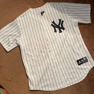 Vintage Majestic New York Yankees Classic Pinstripe Baseball Jersey - White/Navy